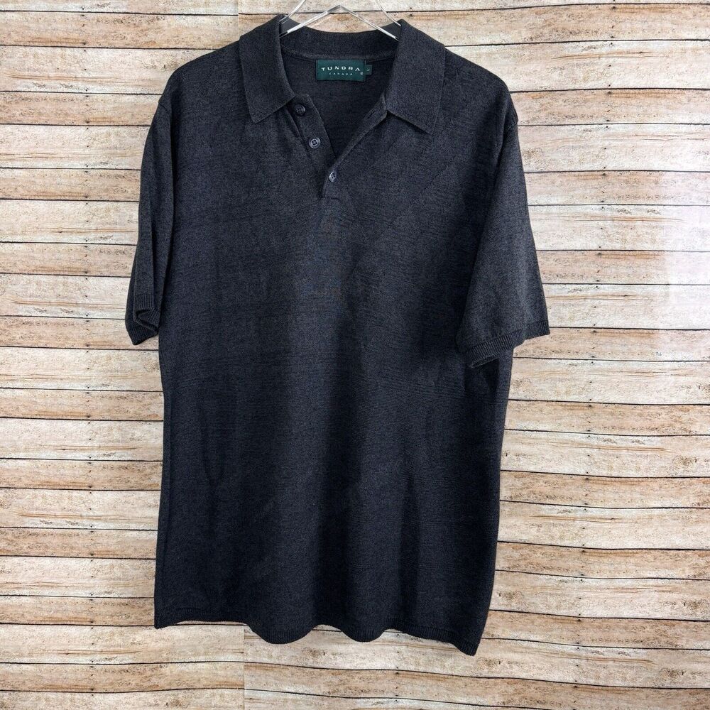 Tundra Canada Black Polo Shirt Men's Large  Hip Hop Biggie Style